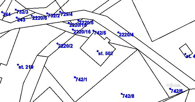 Parcela st. 502 v KÚ Libštát, Katastrální mapa