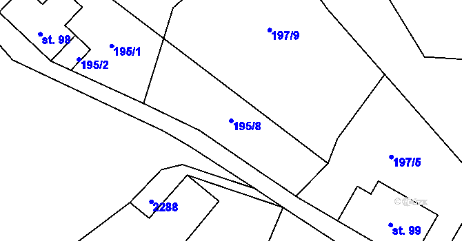 Parcela st. 195/8 v KÚ Libštát, Katastrální mapa