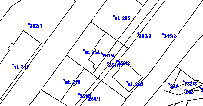 Parcela st. 251/4 v KÚ Libštát, Katastrální mapa