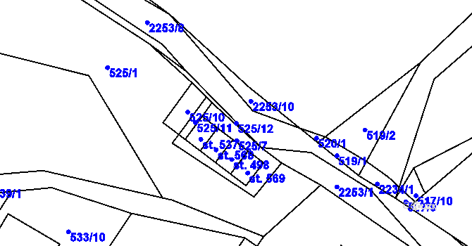 Parcela st. 525/12 v KÚ Libštát, Katastrální mapa