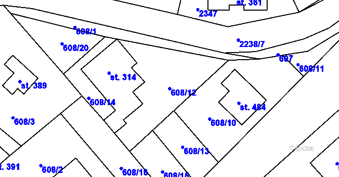 Parcela st. 608/12 v KÚ Libštát, Katastrální mapa