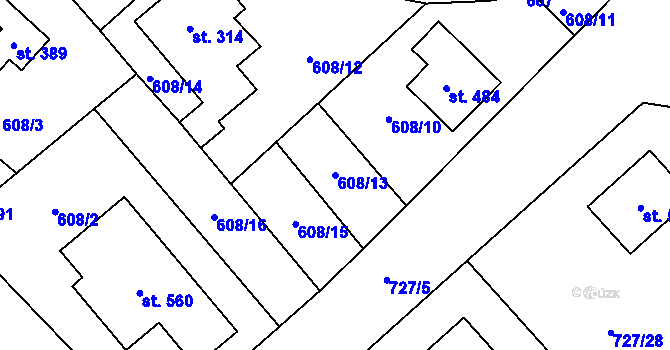 Parcela st. 608/13 v KÚ Libštát, Katastrální mapa