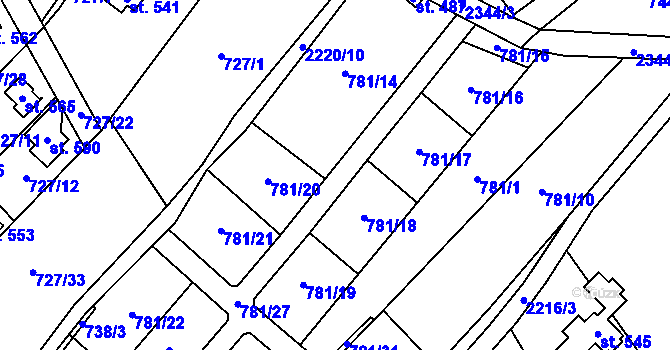 Parcela st. 781/1 v KÚ Libštát, Katastrální mapa