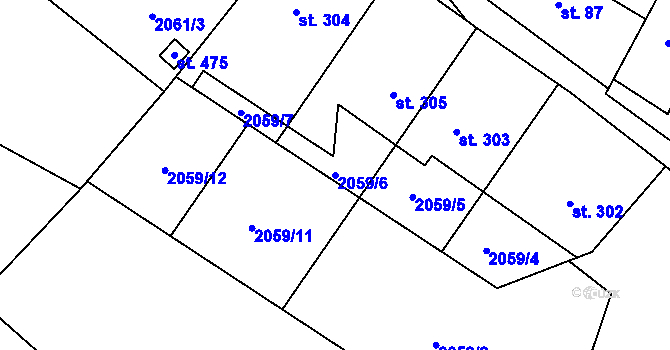 Parcela st. 2059/6 v KÚ Libštát, Katastrální mapa
