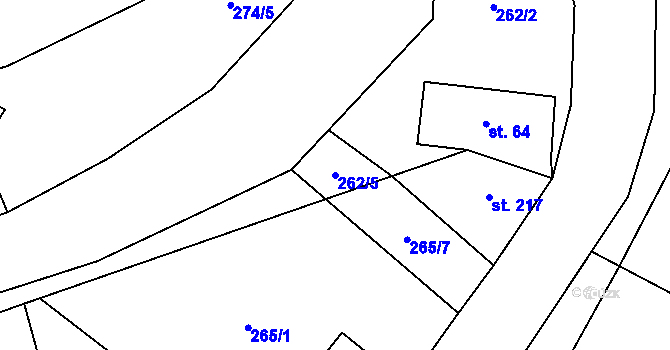 Parcela st. 262/5 v KÚ Libštát, Katastrální mapa