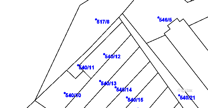Parcela st. 540/12 v KÚ Libštát, Katastrální mapa