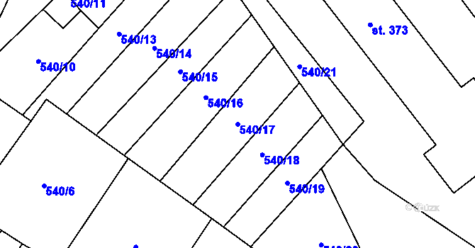 Parcela st. 540/17 v KÚ Libštát, Katastrální mapa