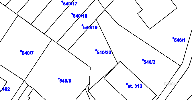 Parcela st. 540/20 v KÚ Libštát, Katastrální mapa