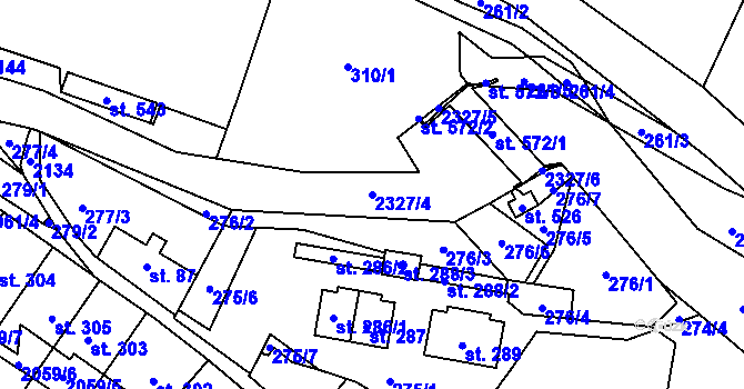 Parcela st. 2327/4 v KÚ Libštát, Katastrální mapa