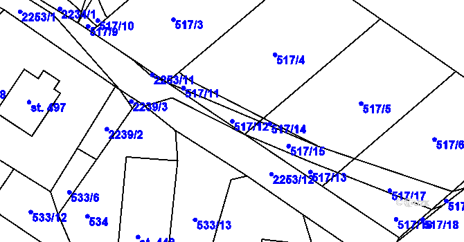 Parcela st. 517/12 v KÚ Libštát, Katastrální mapa