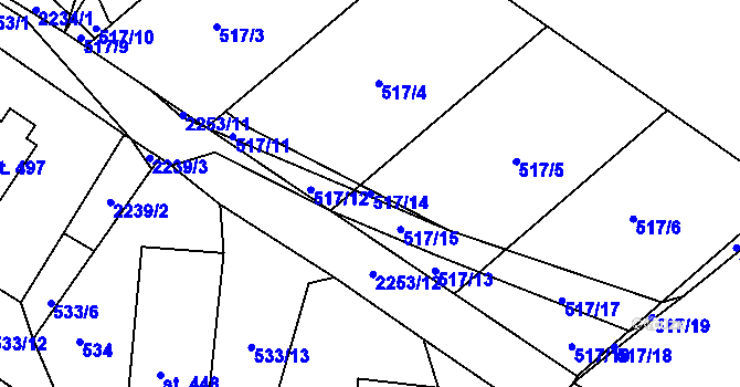 Parcela st. 517/14 v KÚ Libštát, Katastrální mapa