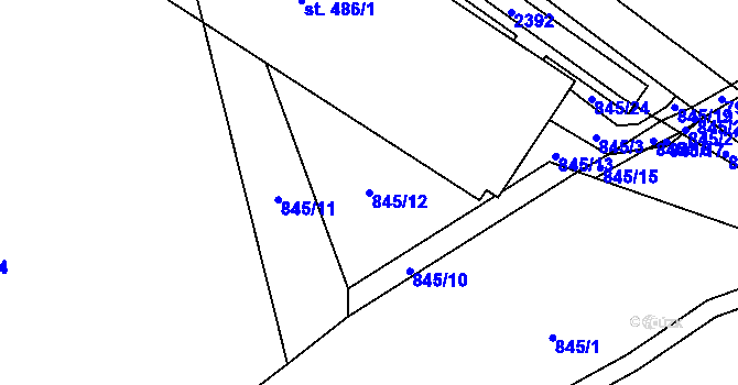 Parcela st. 845/12 v KÚ Libštát, Katastrální mapa