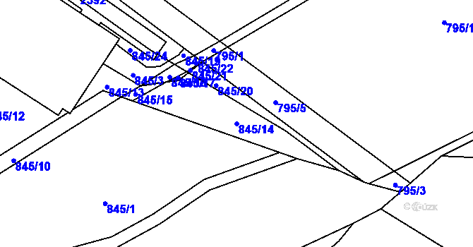 Parcela st. 845/14 v KÚ Libštát, Katastrální mapa