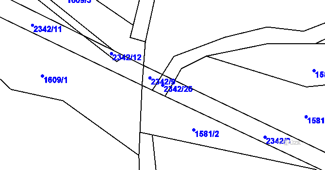 Parcela st. 2342/26 v KÚ Libštát, Katastrální mapa