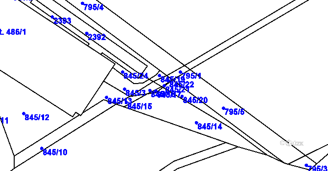 Parcela st. 845/21 v KÚ Libštát, Katastrální mapa