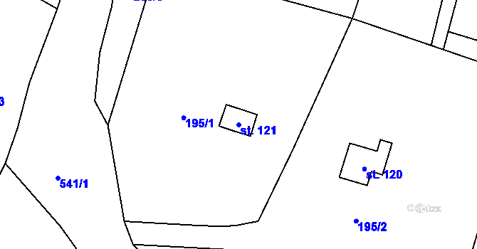 Parcela st. 121 v KÚ Březka, Katastrální mapa
