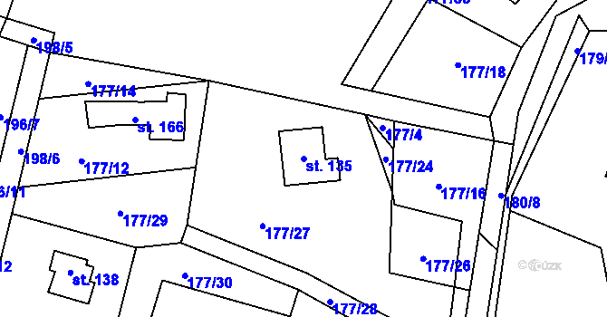 Parcela st. 135 v KÚ Březka, Katastrální mapa