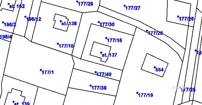 Parcela st. 137 v KÚ Březka, Katastrální mapa