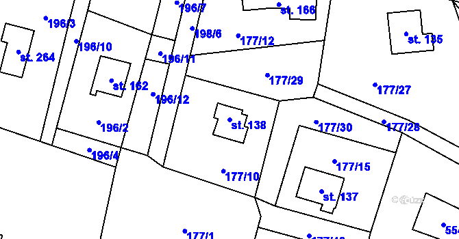 Parcela st. 138 v KÚ Březka, Katastrální mapa