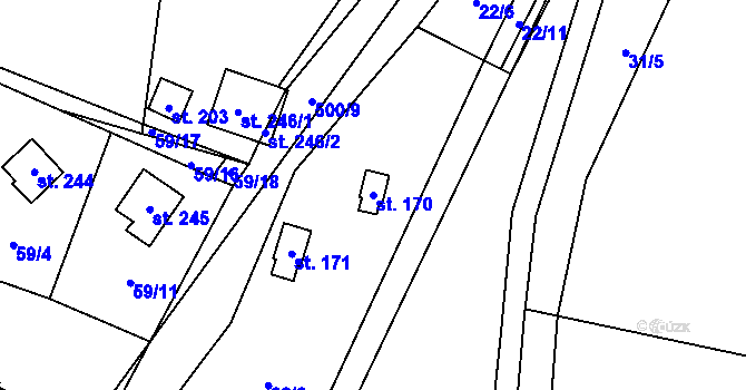 Parcela st. 170 v KÚ Březka, Katastrální mapa
