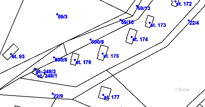 Parcela st. 175 v KÚ Březka, Katastrální mapa