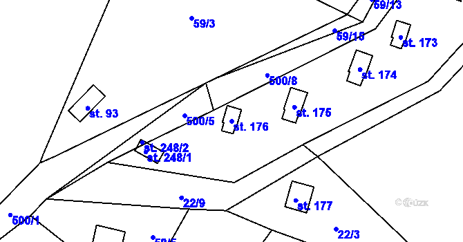 Parcela st. 176 v KÚ Březka, Katastrální mapa