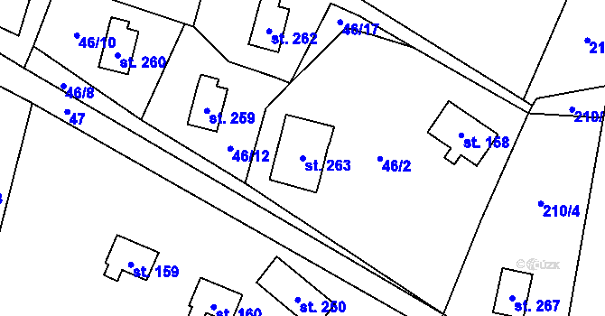 Parcela st. 263 v KÚ Březka, Katastrální mapa