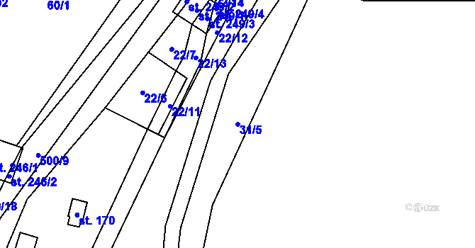 Parcela st. 31/5 v KÚ Březka, Katastrální mapa