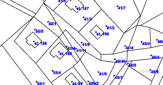 Parcela st. 41/6 v KÚ Březka, Katastrální mapa
