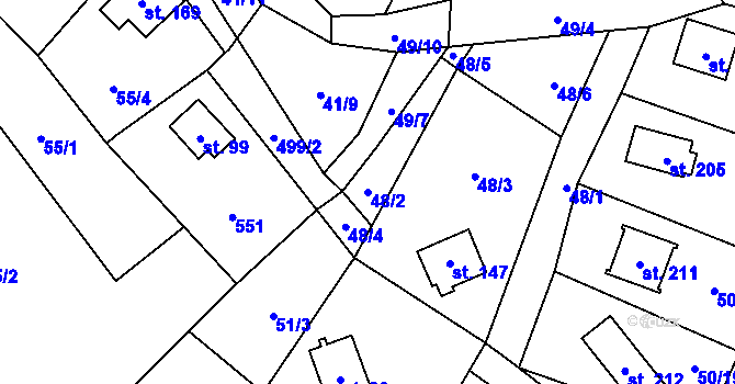 Parcela st. 48/2 v KÚ Březka, Katastrální mapa