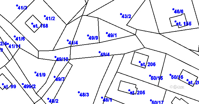 Parcela st. 49/4 v KÚ Březka, Katastrální mapa