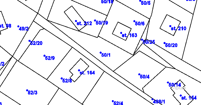 Parcela st. 50/1 v KÚ Březka, Katastrální mapa