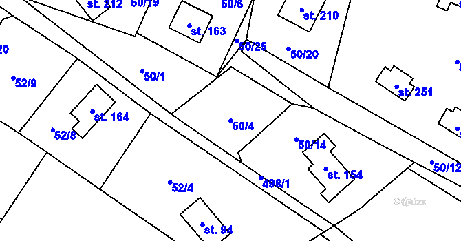 Parcela st. 50/4 v KÚ Březka, Katastrální mapa