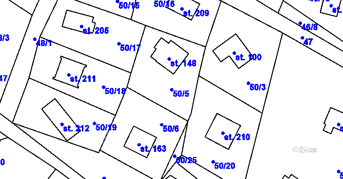 Parcela st. 50/5 v KÚ Březka, Katastrální mapa