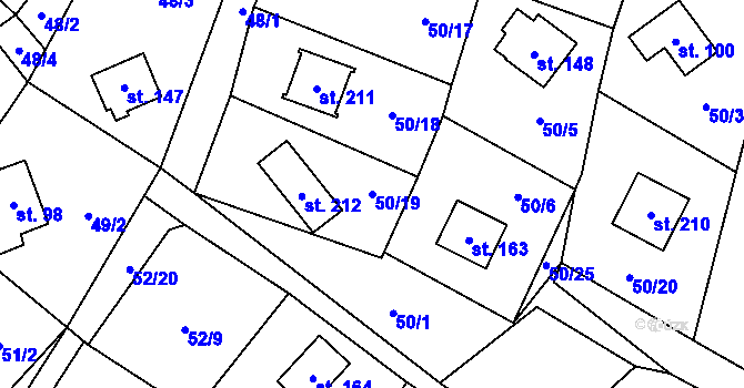 Parcela st. 50/19 v KÚ Březka, Katastrální mapa