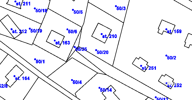 Parcela st. 50/20 v KÚ Březka, Katastrální mapa