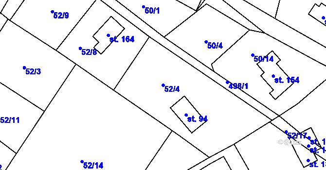 Parcela st. 52/4 v KÚ Březka, Katastrální mapa