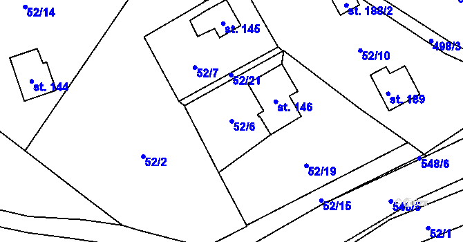 Parcela st. 52/6 v KÚ Březka, Katastrální mapa