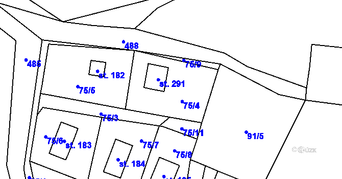 Parcela st. 75/4 v KÚ Březka, Katastrální mapa