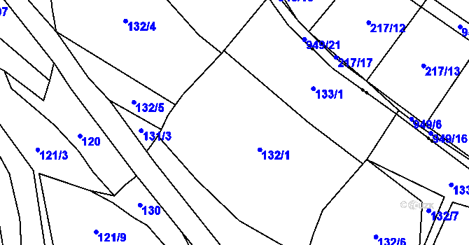 Parcela st. 132 v KÚ Březka, Katastrální mapa