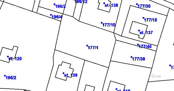 Parcela st. 177/1 v KÚ Březka, Katastrální mapa