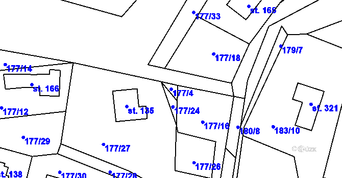 Parcela st. 177/4 v KÚ Březka, Katastrální mapa