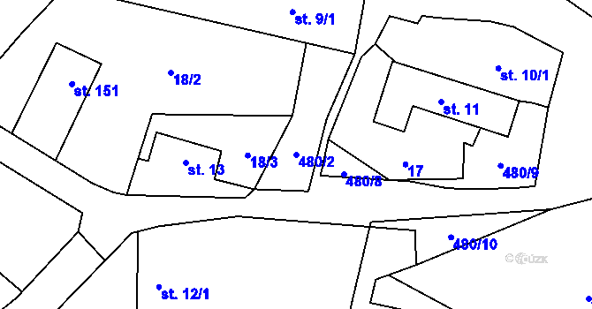 Parcela st. 480/2 v KÚ Březka, Katastrální mapa