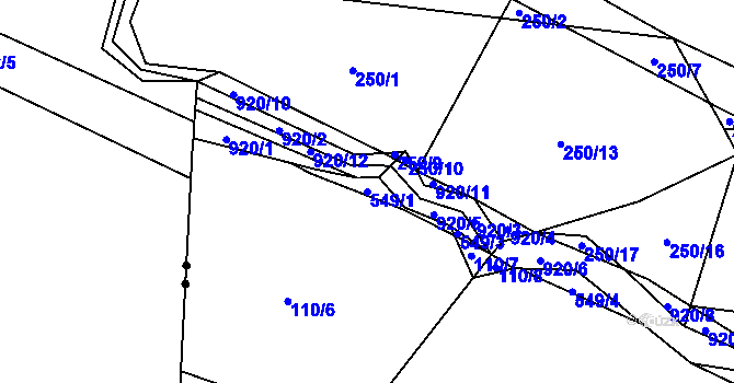 Parcela st. 549/1 v KÚ Březka, Katastrální mapa