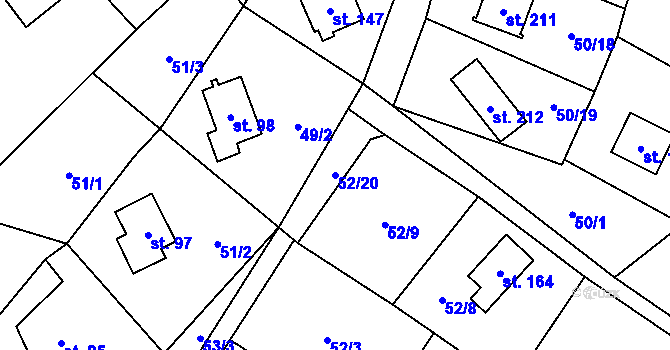 Parcela st. 52/20 v KÚ Březka, Katastrální mapa