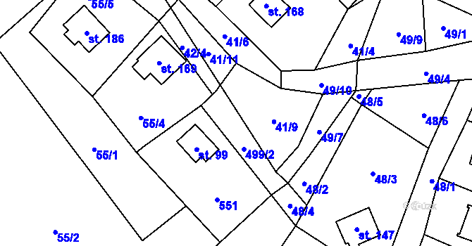 Parcela st. 42/3 v KÚ Březka, Katastrální mapa