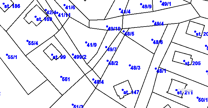 Parcela st. 49/8 v KÚ Březka, Katastrální mapa