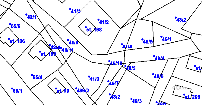 Parcela st. 41/10 v KÚ Březka, Katastrální mapa
