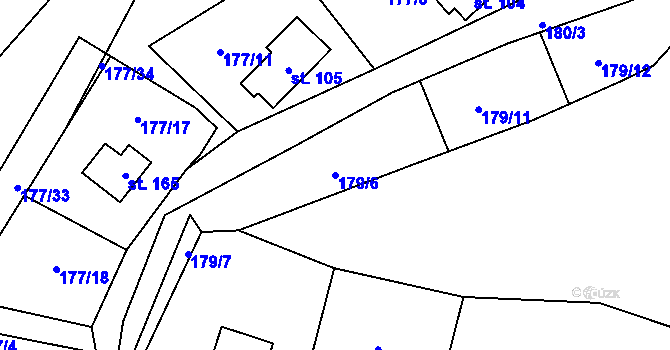 Parcela st. 179/6 v KÚ Březka, Katastrální mapa
