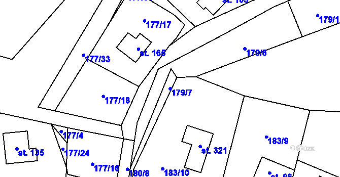 Parcela st. 179/7 v KÚ Březka, Katastrální mapa